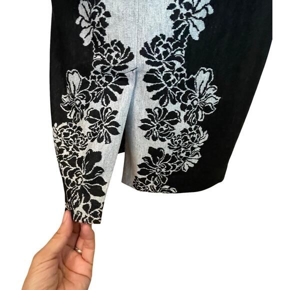 Betsey Johnson Black Gray Floral Jacquard Bodycon Pencil Dress Size 8 - Picture 5 of 12